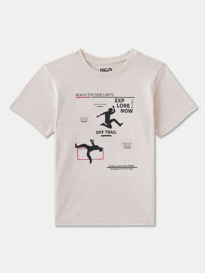 R&B Boys Graphic Printed Round Neck Cotton T-shirt