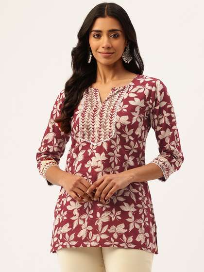 FERANOID Floral
                        Printed Pure Cotton Kurti