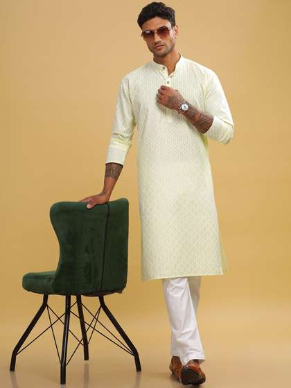 Anouk Yellow Printed Straight Kurta