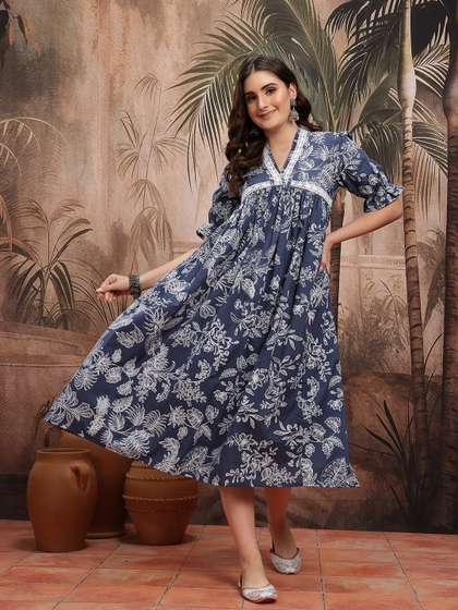 Sangria Floral Printed
                      Empire Pure Cotton Ethnic Dress