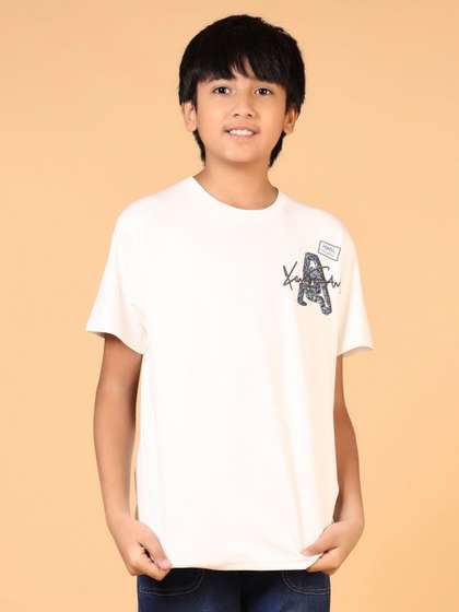 V-Mart Boys Typography Printed Round Neck Cotton T-shirt