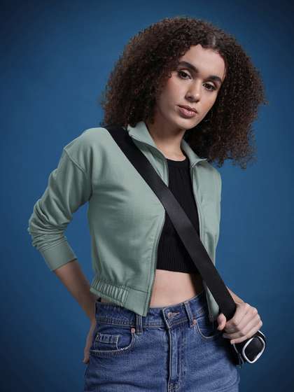 Roadster Women Front
                        Open Cropped Sweatshirt