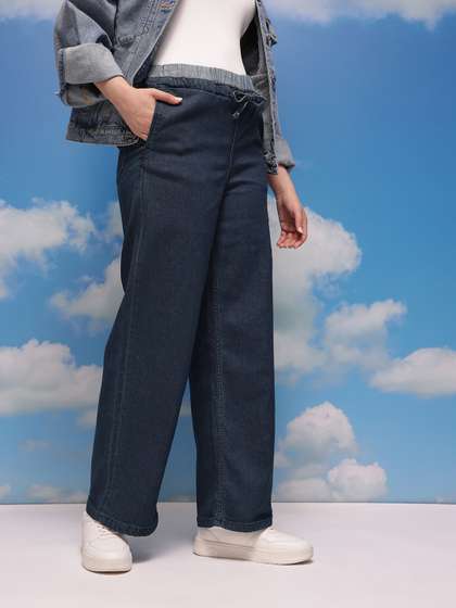 CORSICA Women Wide
                          Leg Mid-Rise Stretchable Jeans