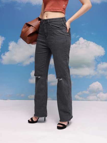CORSICA Women
                          Straight Fit Mid-Rise Slash Knee Stretchable
                          Jeans
