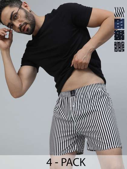 URBAN SCOTTISH Men
                      Pack Of 4 Printed Pure Cotton Boxers US4BX0144-S
