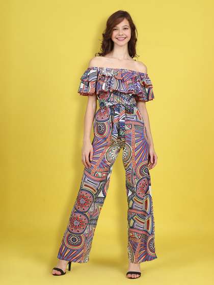 Cutiekins Girls
                    Off-Shoulder Printed Basic Jumpsuit