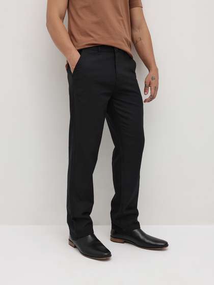 The Roadster Life
                          Co. Pure Cotton Straight Fit Trousers