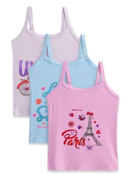 Mega style Girls Pack
                      Of 3 Printed Pure Cotton Innerwear Vest