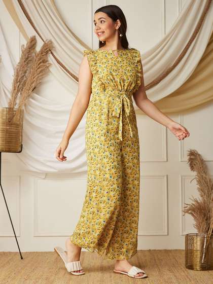 BAESD Girls Sleeveless
                    Floral Wide Leg & Round neck Jumpsuit