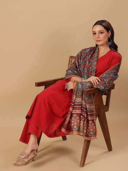 anayna Women
                        Panelled Pure Cotton Kurta with Trousers &
                        With Dupatta