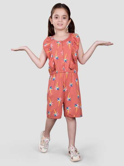 PLUM TREE Girls Pure
                    Cotton Printed Basic Jumpsuit