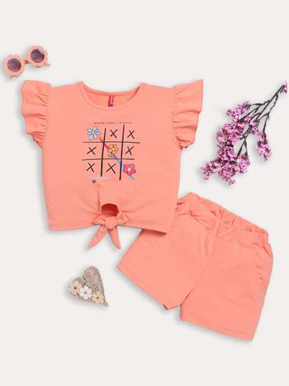 Here&Now X Game
                    Begins Girls Printed Top with Shorts