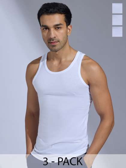 XYXX Pack of 3
                          Aero Combed Cotton Round Neck Vest For Mens