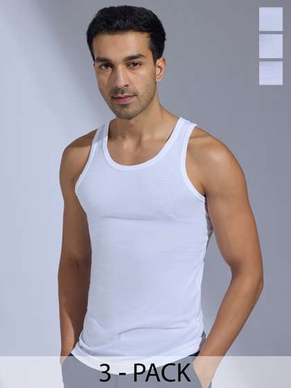 XYXX Aero Combed
                        Cotton Round Neck Vest For Mens Pack of 3