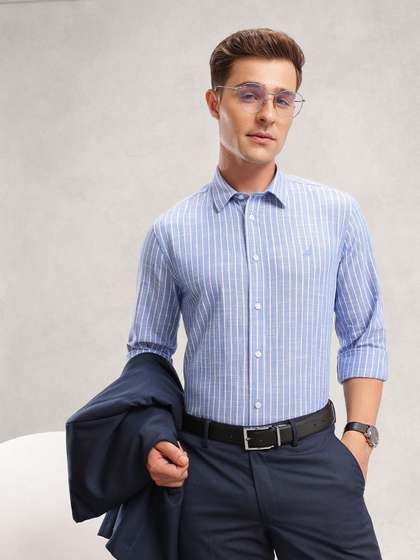 Nautica Men Premium
                        Slim Fit Cotton Linen Blend Casual Shirt
