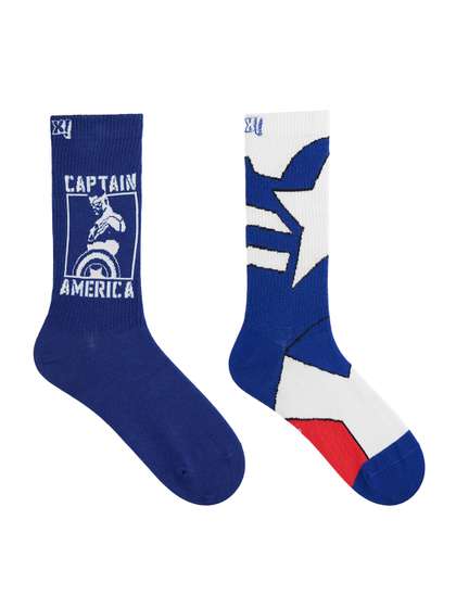 SocksXpress Men Pack of
                    2 Marvel Captain America Fragile Printed Crew Socks