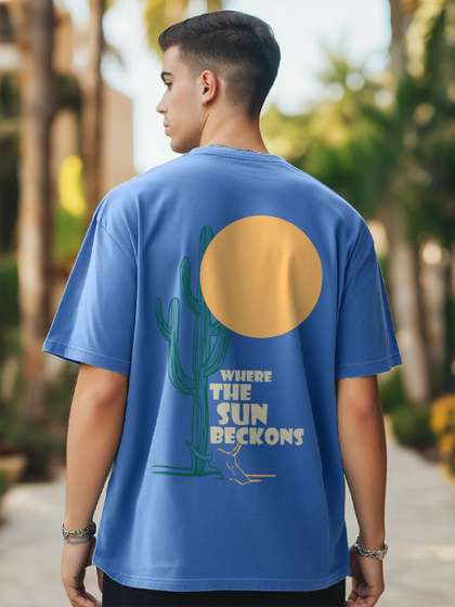 NOBERO Men Graphic
                        Printed Round Neck Cotton Oversized T-shirt