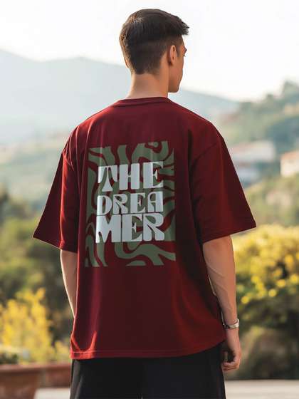 NOBERO Men
                        Typography Printed Round Neck Cotton Oversized
                        T-shirt