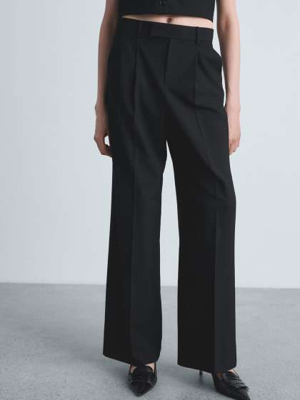 MANGO Women Pleated Formal Trousers