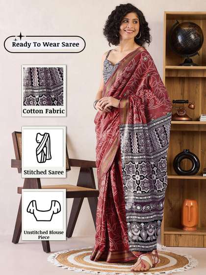Anouk Rustic
                        Bandhani Ready to Wear Bagru Saree