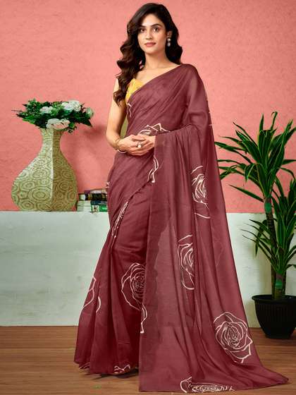 Sangria Floral
                        Printed Ready To Wear Saree With Unstitched
                        Blouse