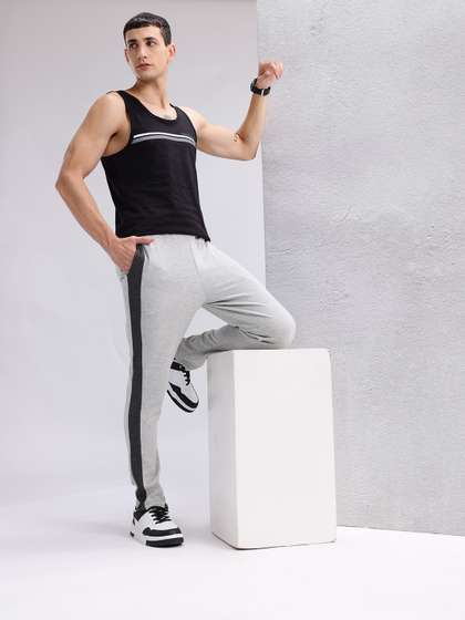 HRX by Hrithik Roshan Men Side Striped Pure Cotton Track Pants
