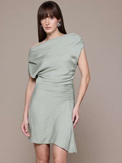 MANGO Ruched
                        Extended Sleeves Sheath Dress