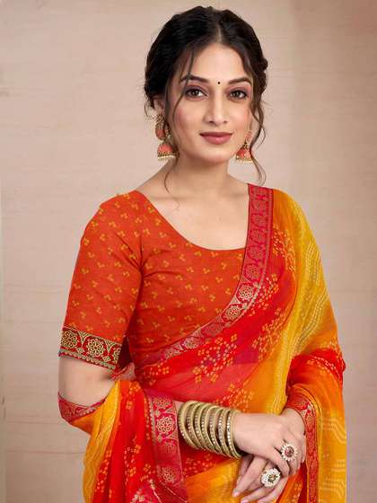 KALINI Bandhani Pure
                        Chiffon Saree