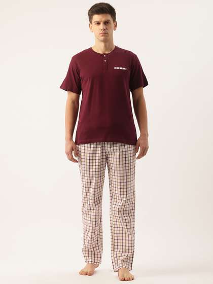 ETC Men Checked Pure
                        Cotton Night suit