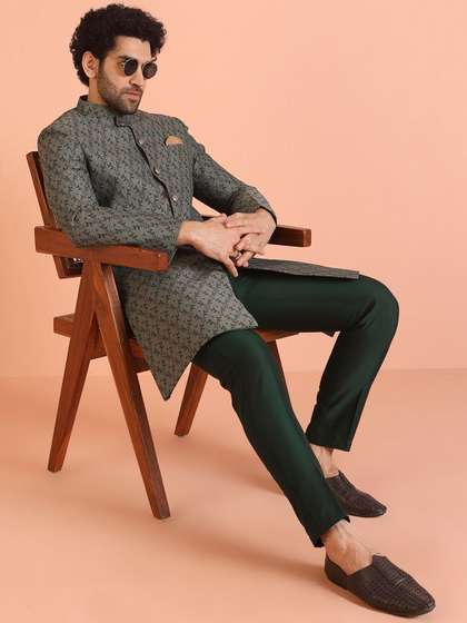 KISAH Men Self
                        Design Floral Indowestern Sherwani Trouser Set