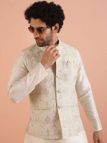 KISAH Ethnic Motif
                          Nehru Jacket With Pocket Square
