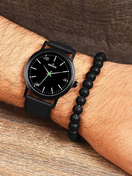 WROGN Men Dial &
                    Leather Bracelet Style Straps Analogue Watch WRNWJ25
                    Set-45