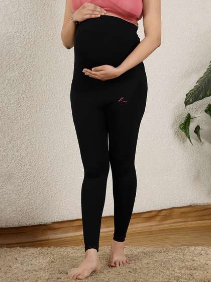 House Of Zelena
                          Ankle Length Jacquard Maternity Stretchable
                          Legging