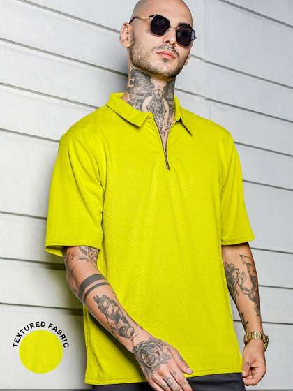 House of Koala
                          Unisex Textured Oversized Polo Neck T-shirt