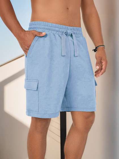 NOBERO Men Loose Fit
                        Pure Cotton Cargo Shorts
