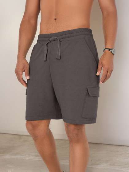 NOBERO Men Loose
                          Fit Pure Cotton Cargo Shorts
