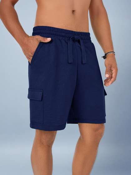 NOBERO Men Loose Fit
                        Pure Cotton Cargo Shorts