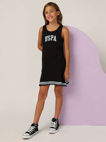 U.S. Polo Assn. Girls
                    Printed Pure Cotton A-Line Mini Dress