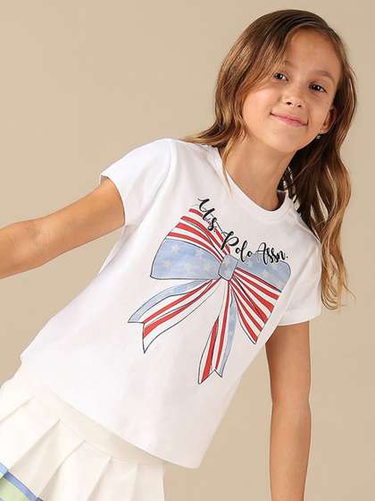 U.S. Polo Assn. Kids
                    Girls Bow Print Relaxed Fit T-Shirt