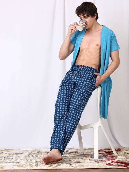 Pepe Jeans Mens
                          Printed Mid-Rise Cotton Lounge Pants