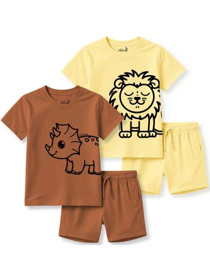 x2o Selection Of 2 Kids
                    Printed Pure Cotton Sleeveless T-shirt With Shorts