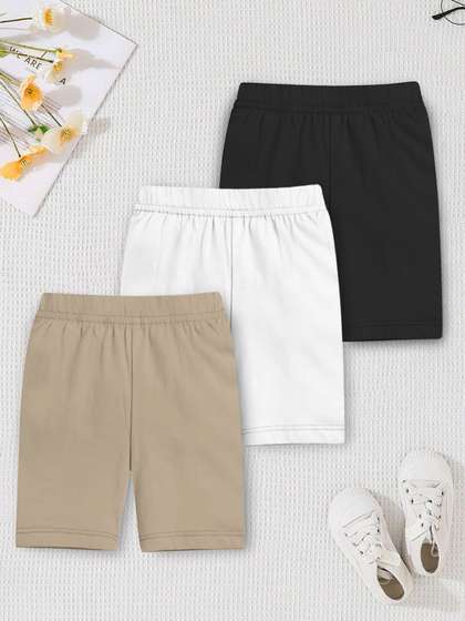YK X Trampoline Girls
                    Solid Pack of 3 Slim Fit Cotton Lycra Cycling Sports
                    Shorts