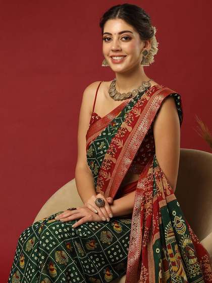 KALINI Bandhani
                          Print Zari Pure Georgette Bandhani Saree