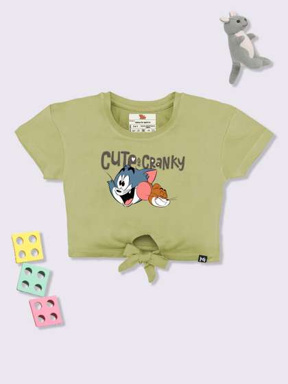 YK X Minute Mirth Tom
                      & Jerry Printed Tie-Up Top