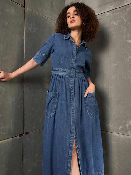 SASSAFRAS Women
                        Denim Maxi Dress