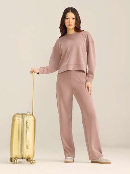 Blissclub Women
                        High-Rise Bare Butter Straight Fit Regular
                        Pants