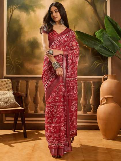 Sangria Women Warli
                        Printed Linen Cotton Saree