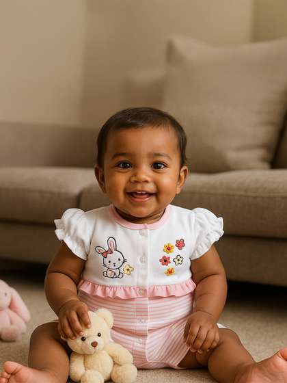 MeeMee Infant Girls
                    Printed Cotton Rompers