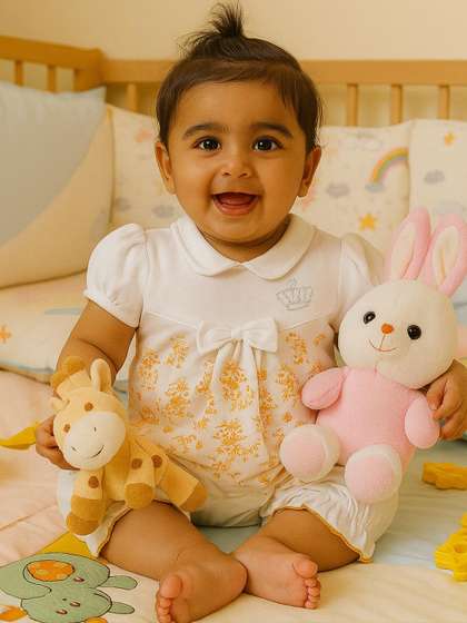 MeeMee Infant Girls
                    Printed Cotton Rompers