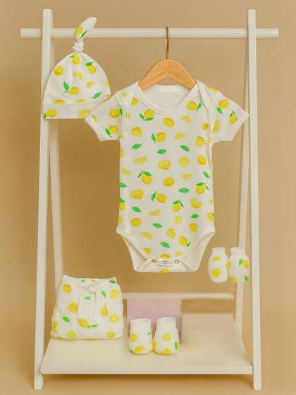 Moms Home 5-Pcs Pure
                    Cotton Printed Baby Apparel Gift Set
                    55
